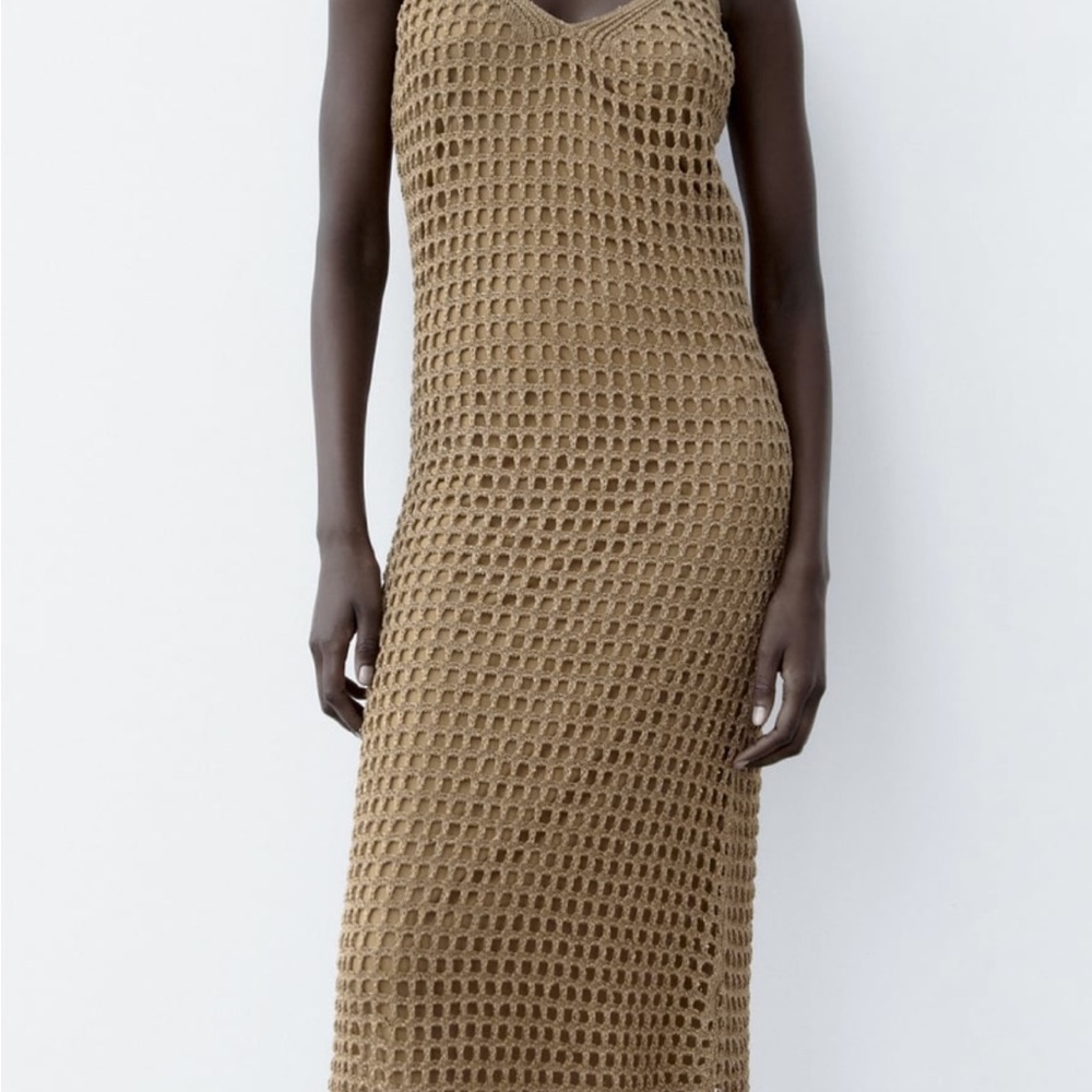 Zara metallic thread long knit jacket and dress set - Picture 3 of 6